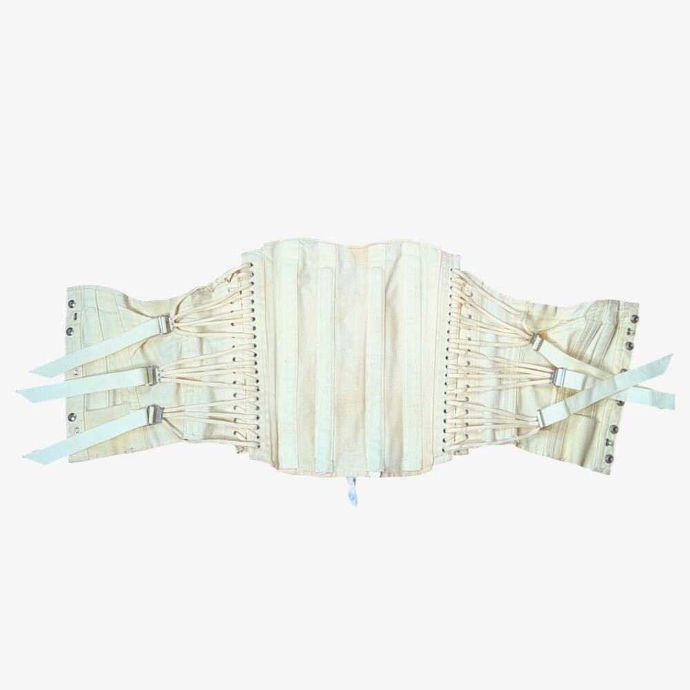 Vtg 50s CAMP 368 Steel Boning Girdle Corset 44 Cream Cotton Renaissance Costume